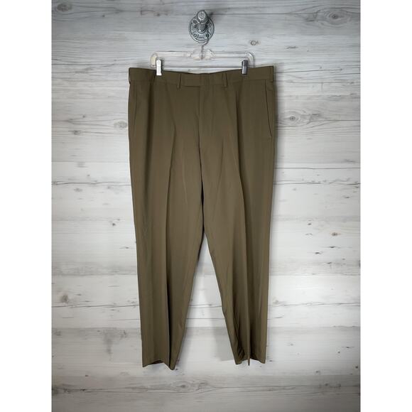 Kenneth Cole Reaction Pants Mens 40x32 Taupe Soft Operator Dress Flat Front - Picture 1 of 11